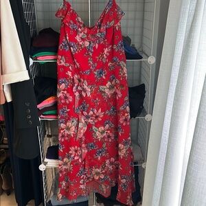 Floral Red Dress